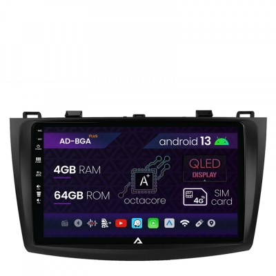 Navigatie Mazda 3 (2009-2013), Android 13, A-Octacore 4GB RAM + 64GB ROM, 9 Inch - AD-BGA9004+AD-BGRKIT320 foto