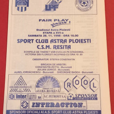Program meci fotbal SC "ASTRA" PLOIESTI - CSM RESITA (28.11.1998)