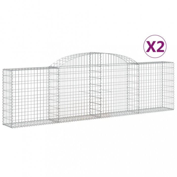 Cosuri gabion arcuite 2 buc., 300x30x80/100 cm, fier galvanizat