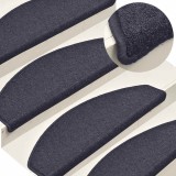 vidaXL Covorașe pentru scări, 30 buc., 65x24x4 cm, gri &icirc;nchis și albastru, semirotunde, mari 3365759