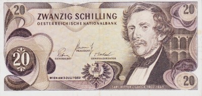 Bancnota Austria 20 Schilling 1967 (1968) - P142 XF foto