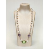 Colier Jolie din perle, ametist verde și violet