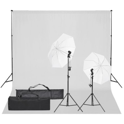 vidaXL Kit studio foto cu set de lumină și fundal foto