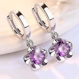 Cercei Din Argint in forma de Floare cu Strasuri Mov ARG190A, Argintboutique