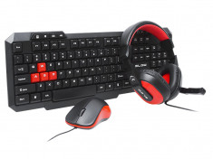 Kit Gaming Blow cu Tastatura, Mouse si casti, pentru PC sau Laptop, negru/rosu foto