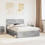 vidaXL Cadru de pat cu headboard Beton 140 x 200 cm Lemn de pin masiv 3411739