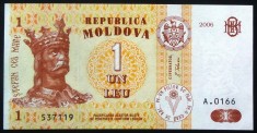 Bancnota 1 LEU - REPUBLICA MOLDOVA, anul 2006 *cod 730 B --- UNC!