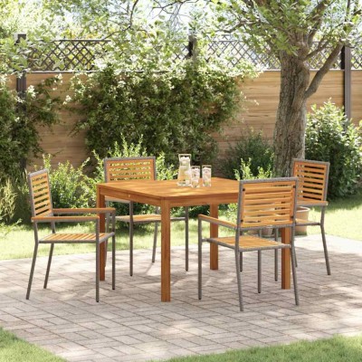 vidaXL Set de masă pentru grădină 5 pcs Gri Rattan poli 3365533 foto
