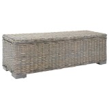 vidaXL Ladă depozitare gri 110 cm ratan kubu natural/lemn masiv mahon 344882