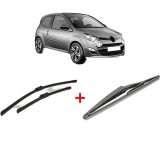 Cumpara ieftin Set 3 stergatoare RENAULT TWINGO II (CN0_) din 2007 - 2014, pentru parbriz si luneta fata si spate auto, Bosch Twin, din cauciuc siliconat rezistent,