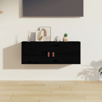 Dulap de perete, negru, 80x30x30 cm, lemn masiv de pin GartenMobel Dekor foto