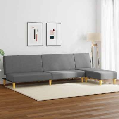 vidaXL Set de canapele, 2 piese, gri &amp;icirc;nchis, material textil foto