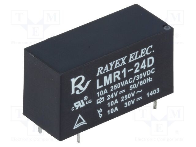 Releu electromagnetic SPDT 24VDC 12A 12A/250VAC Recoy/RAYEX ELECTRONICS