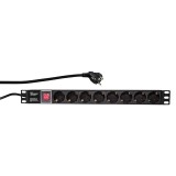 PDU LOGILINK 1U pt. rack 19 inch, 8 prize Schuko, intrare Schuko, max 16 A, on/off, 2 m, &quot;PDU8C01&quot; (timbru verde 0.8 lei)