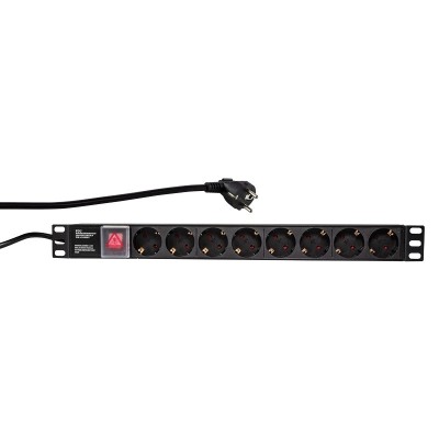 PDU LOGILINK 1U pt. rack 19 inch, 8 prize Schuko, intrare Schuko, max 16 A, on/off, 2 m, &amp;quot;PDU8C01&amp;quot; (timbru verde 0.8 lei) foto