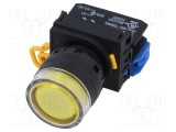 Comutator IDEC 22mm Poz.i 1 NO Galben Acţionat prin Apăsare