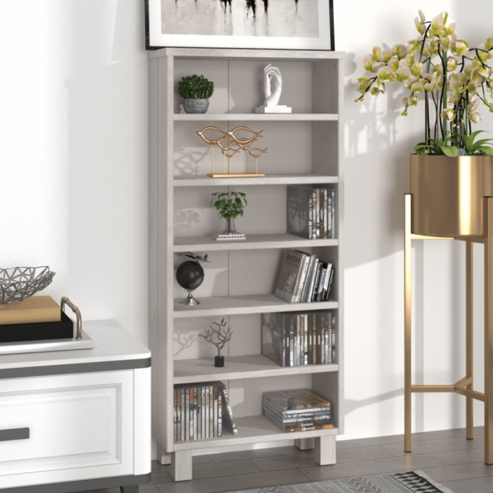 Dulap CD-uri &bdquo;HAMAR&rdquo;, alb, 45x18x100 cm, lemn masiv pin