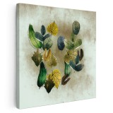 Tablou canvas ilustratie frunze diverse, galben, verde 1315 Tablou canvas pe panza CU RAMA 30x30 cm