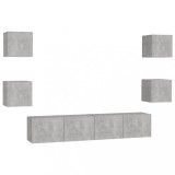 Cumpara ieftin Set de dulapuri TV, 6 piese, gri beton, lemn prelucrat
