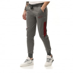 Pantaloni Sport De Barbati Derams Gri Cu Rosu