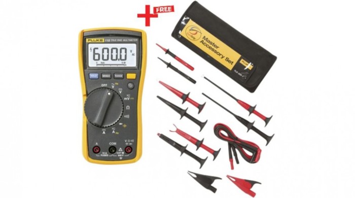 multimetru digital, FLUKE, FLK-115/TLK-225-1, 0.1...600mV-0.6kV, 1mA...6A-