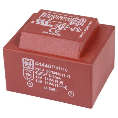Transformator 2x12Vac 2x917mA 22VA PCB incapsulat Myrra 44440 foto