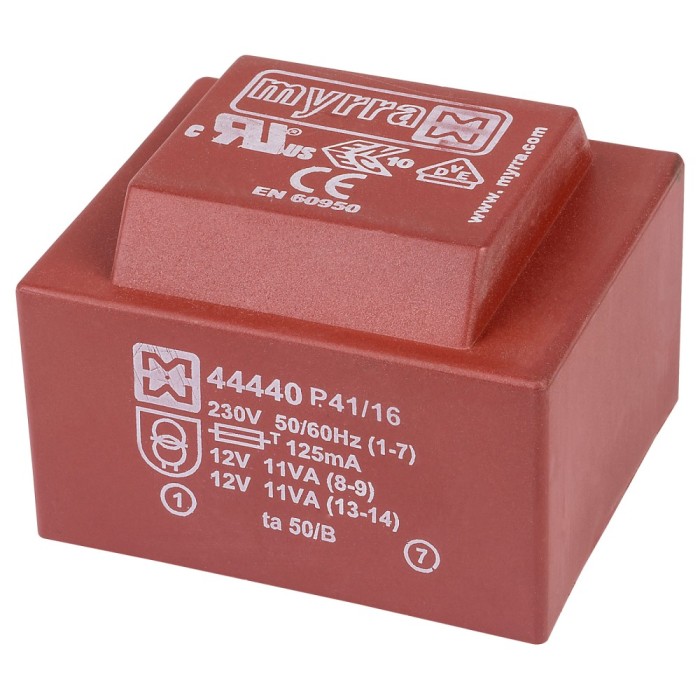 Transformator 2x12Vac 2x917mA 22VA PCB incapsulat Myrra 44440