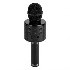 Instrument muzical interactiv, model microfon karaoke cu bluetooth, negru, 10&amp;amp;#215;8,5&amp;amp;#215;25 cm foto