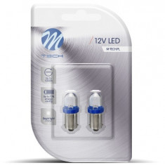 Set 2 Buc Bec Led M-Tech T4W 12V BA9S Albastru LB011B