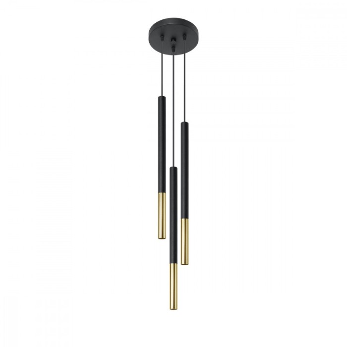 Lampă suspendată MOZAICA 3P negru/golden, Sollux Lighting