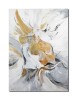 Tablou abstract in alb cu auriu pictat manual, Imaginatie, 70x50cm ulei pe panza in cutit efect 3D, Vicentiu Done