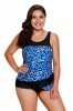 SW1463-1414 Costum de baie tankini model asimetric colorat cu top si chilot clasic, M