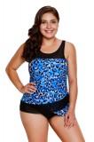 SW1463-1414 Costum de baie tankini model asimetric colorat cu top si chilot clasic