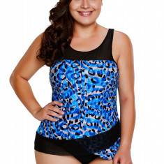 SW1463-1414 Costum de baie tankini model asimetric colorat cu top si chilot clasic