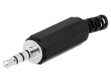 Conector Jack 3,5mm mufă tată stereo cu manşon drept