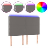 Cumpara ieftin Tablie de pat cu LED, gri, 144x5x118/128 cm, textil