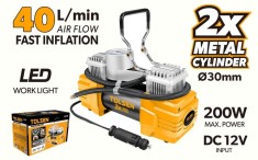 Compresor auto 2 cilindri, 200 W, 100 psi, 12 V, LED, 40 l/m foto