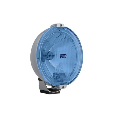 Proiector auto Wesem 12V bec H3 si Led Ring , dimensiuni 183 mm ,carcasa cromata geam albastru , cu lumina de drum , 1 buc. foto