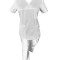 Costum Medical Pe Stil, Alb cu Elastan, Model Classic - 4XL, 2XL
