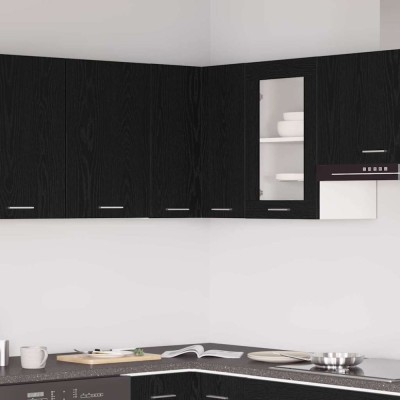 vidaXL Dulap colțar suspendat - Negru Stejar - 57 x 57 x 60 cm - Fabricat din lemn prelucrat foto