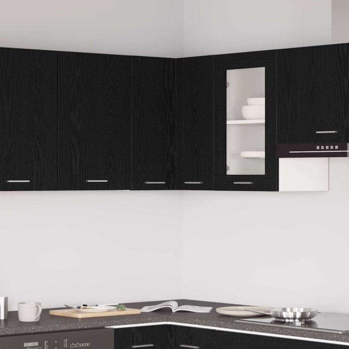 vidaXL Dulap colțar suspendat - Negru Stejar - 57 x 57 x 60 cm - Fabricat din lemn prelucrat