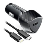 Incarcator auto Forcell F-energy CC50-1C carbon cablu type c - lightning 20w