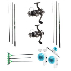 Set 2 Lansete Slim Feeder 180 gr, 2 Mulinete 5000, Senzori, Suporti