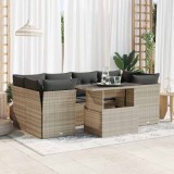 Cumpara ieftin Gossi set canapele de gradina cu perne, 7piese gri deschis poliratan