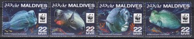 Maldive 2013 - WWF - Peștele papagal verde, MNH foto
