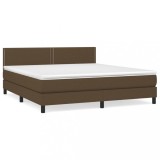Cumpara ieftin Pat continental cu saltea maro inchis 180x200cm material textil