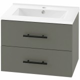 HOMCOM Dulap pentru Baie cu Lavoar din Ceramică, 2 Sertare, 61 x 40 x 48 cm, Verde | Aosom Romania