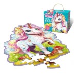 Puzzle mare de podea, dimensiuni 70 x 94 cm, Unicorn, 45 piese, cutie verde