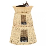 VidaXL Set coșuri pisici cu perne 3 piese 47x34x60 cm răchită naturală