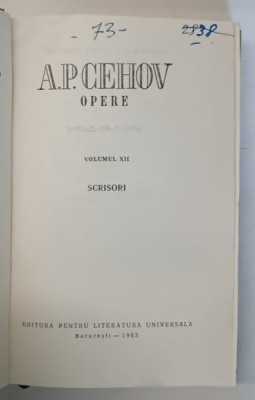 OPERE XII (SCRISORI) de A. P. CEHOV 1963 foto